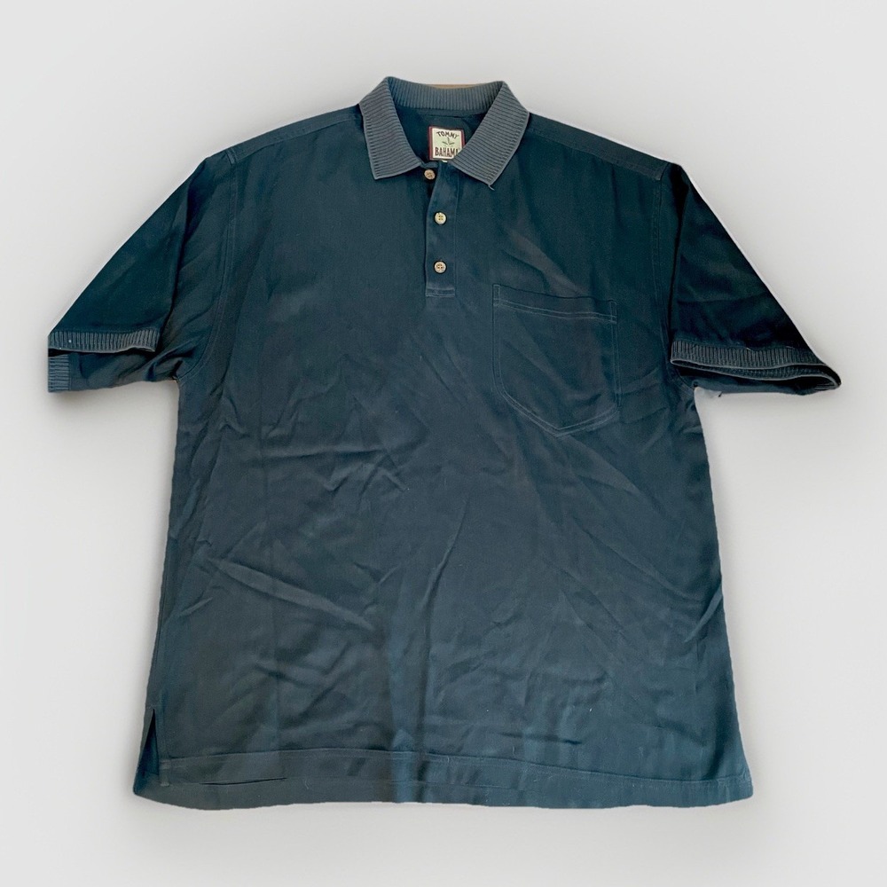Tommy Bahama Men's 100% Silk Collared Polo Style Shirt In‎ Black Size: M